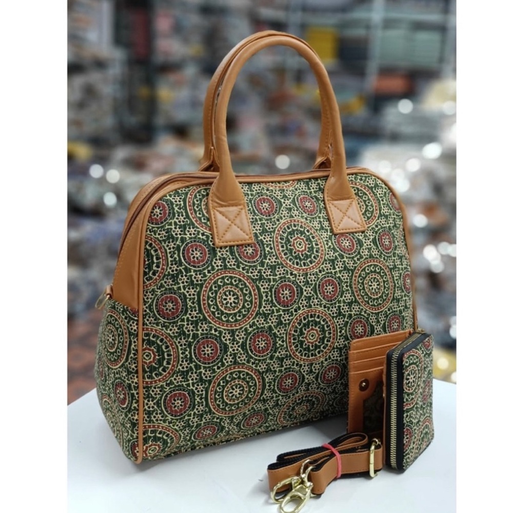Kantha Stitch Cotton Satchel And Wallet Set